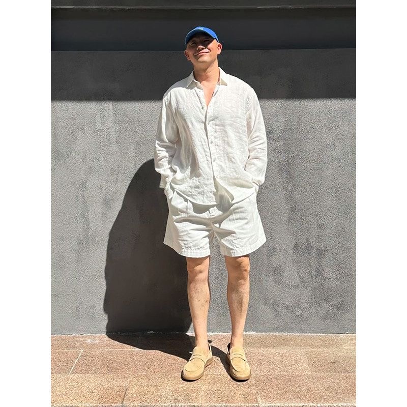 Linen Shorts Men - Licht luxe linnen zonwerende overhemd en