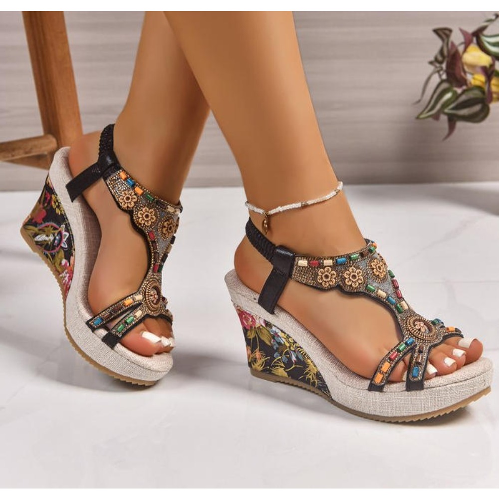 Summer Clothing Petite - Dames lederen zomermode wedge sandalen grote