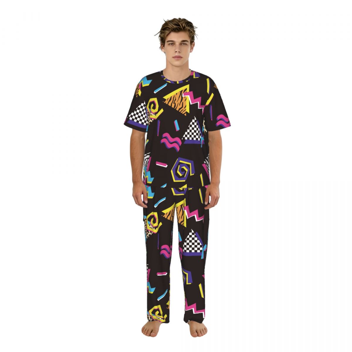 Summer Clothing Styles Men - Heren pyjamapak met korte mouwen, lange
