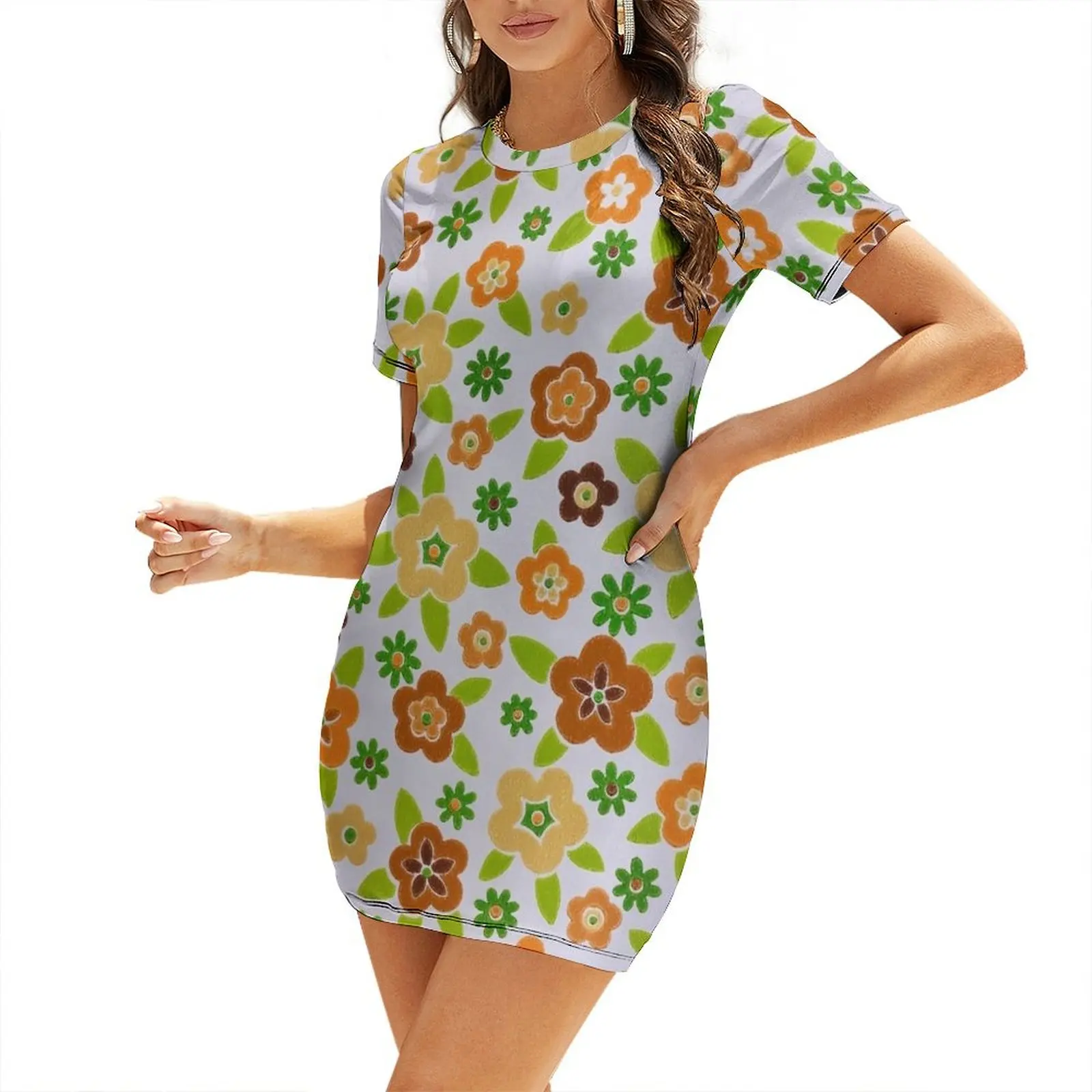 Summer Clothing Online - Jaren '60 geprinte bloemenprint korte mouwen