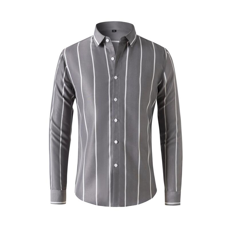Summer Clothing Men Fashion - Heren gestreept overhemd met lange mouwen,