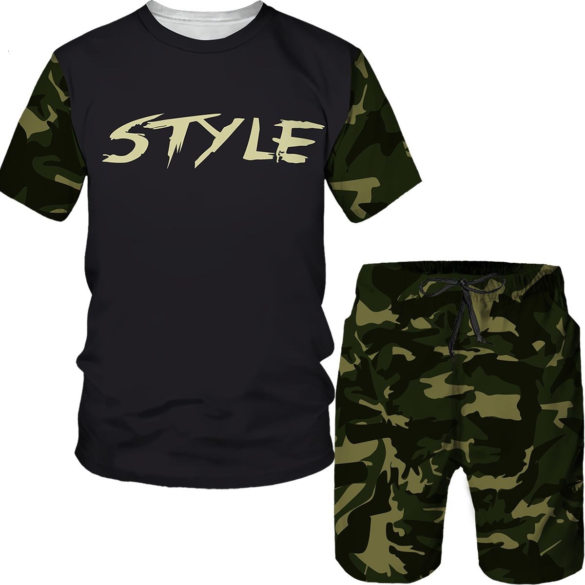 Summer Clothing Outfits - Camouflage Herenpakken Camo 3D Print T-shirts