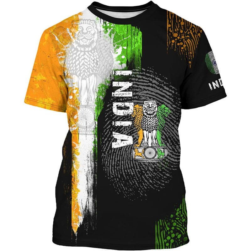 India Flag Print T-shirt Men's - Summer Clothing India recensie en prijs