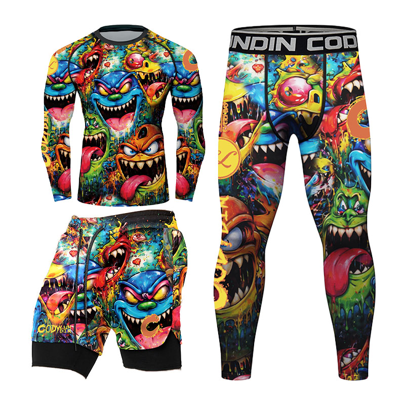 3D kleurrijke monster graffiti - Rash Guard Long Sleeve recensie en prijs