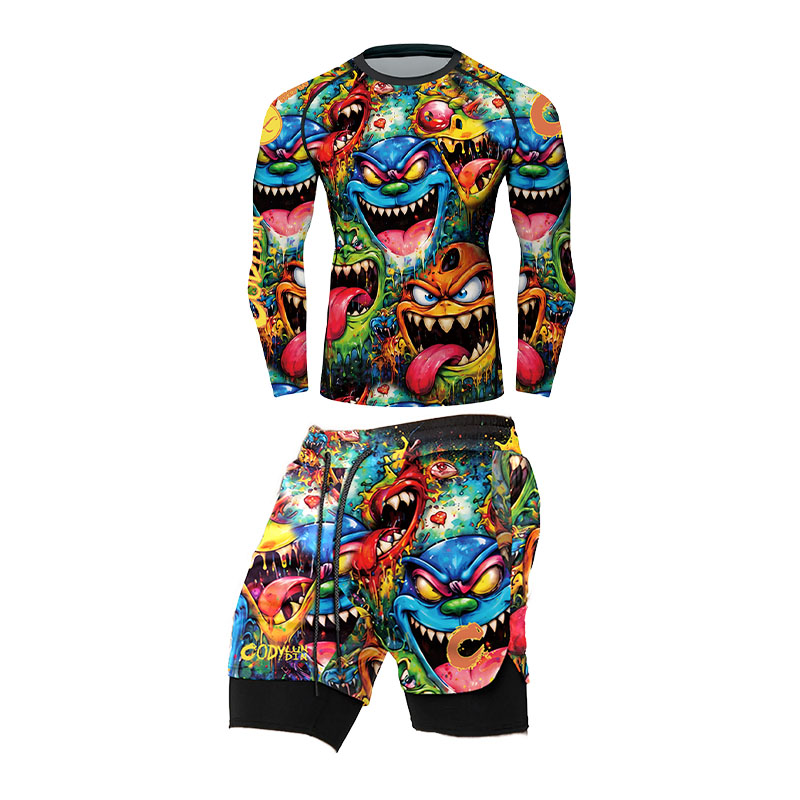 3D kleurrijke monster graffiti - Rash Guard Long Sleeve recensie en prijs