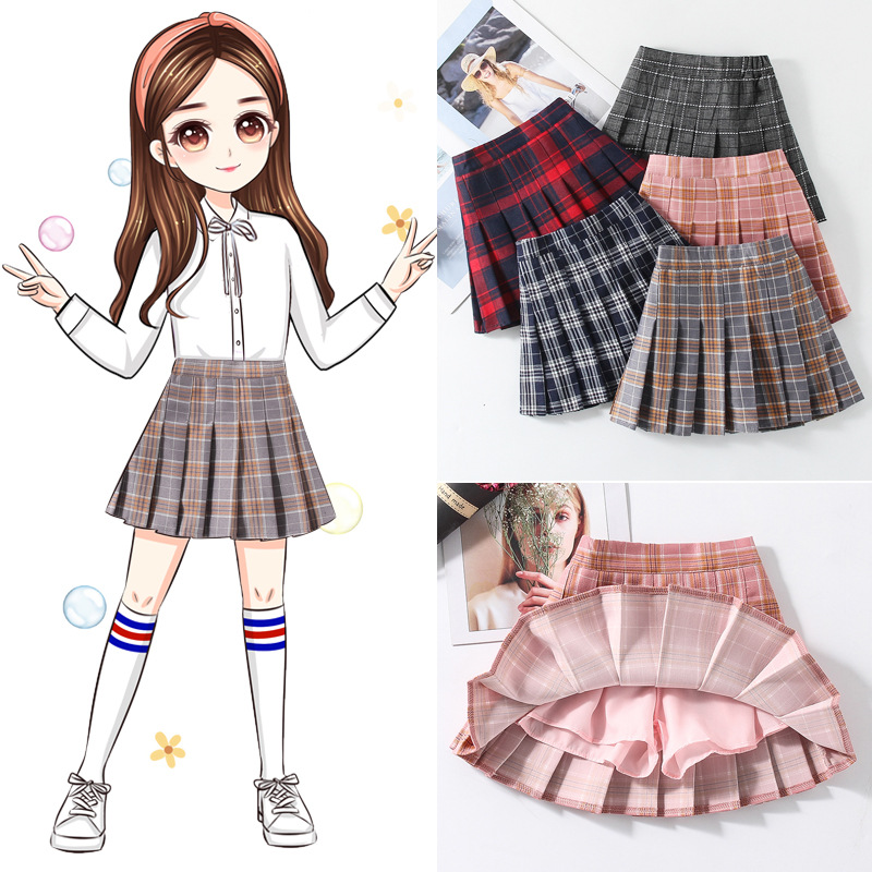 Vintage geplooide geruite rokk - Summer Clothing Teen Girls recensie en prijs