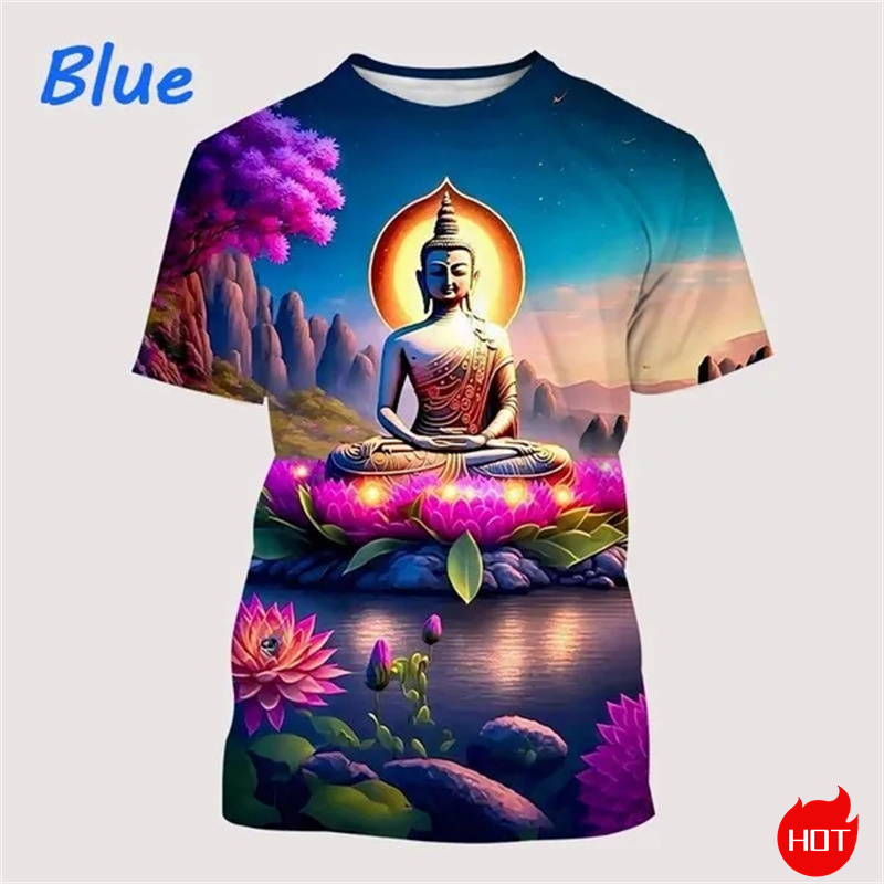 Harajuku 3d Print Boeddha Shak - Summer Clothing India recensie en prijs