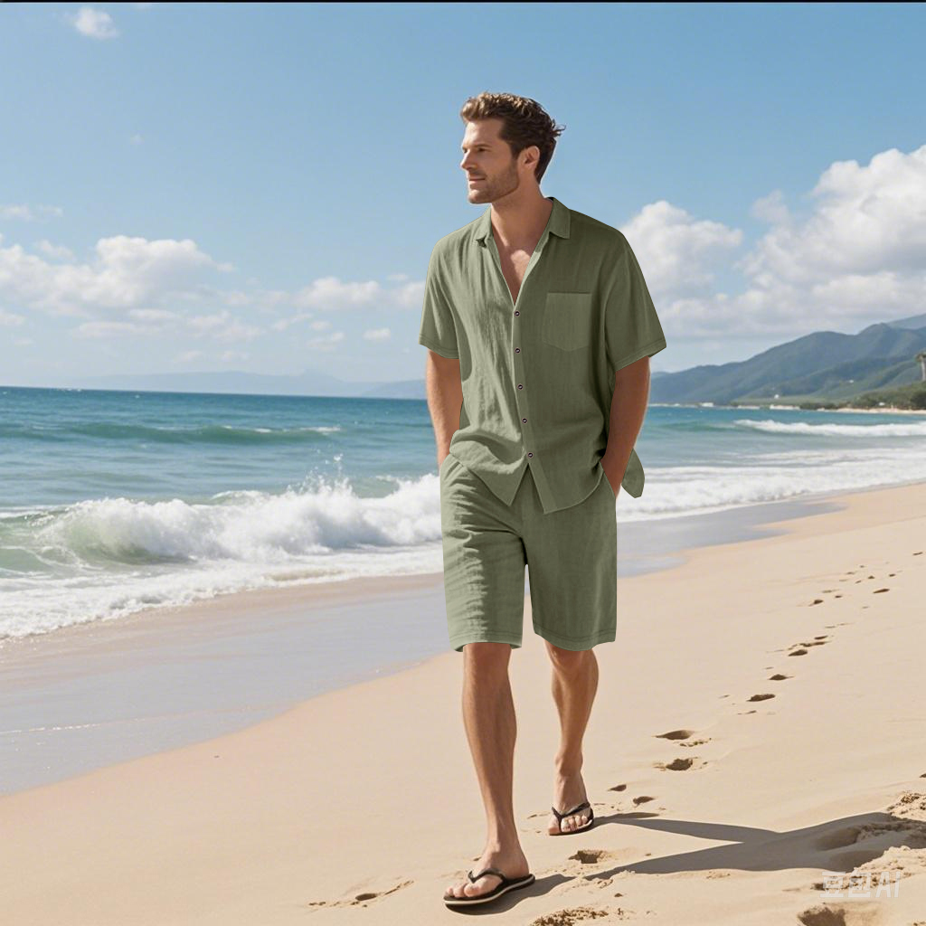 Tweedelige set van linnen met  - Linen Shorts Men recensie en prijs