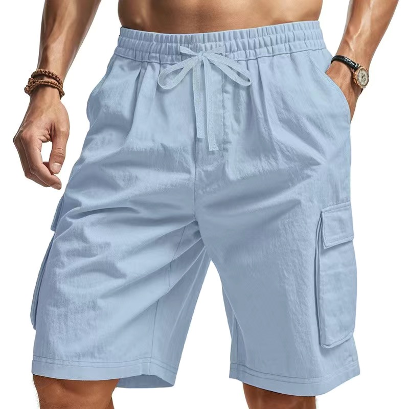 Heren effen katoenen linnen ca - Linen Shorts Men recensie en prijs